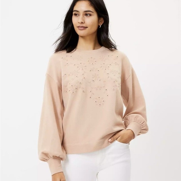 LOFT Tops - Loft Tan Floral Sweatshirt